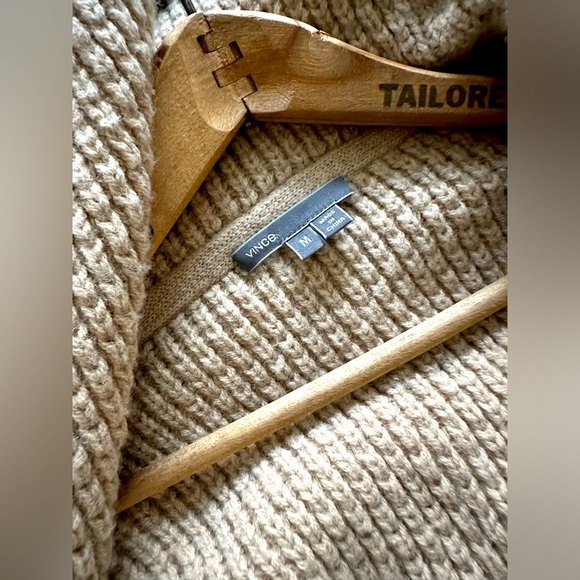 VINCE Brown Honeycomb Textured Soft Open Front Cardigan Sweater sz M - Picture 3 of 3